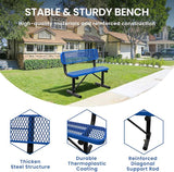 Heavy Duty Park Bench with Back Portable Frame, Outdoor Steel Bench with Backrest - Photo 3