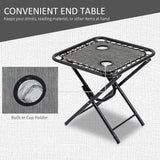 Outsunny Zero Gravity Chair Set with Side Table, Folding Reclining Chair with Cupholders & Pillows - Photo 4