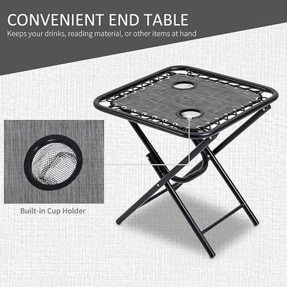 Outsunny Zero Gravity Chair Set with Side Table, Folding Reclining Chair with Cupholders & Pillows, Adjustable Lounge Chairs for Pool, Backyard, Lawn, Beach, Gray