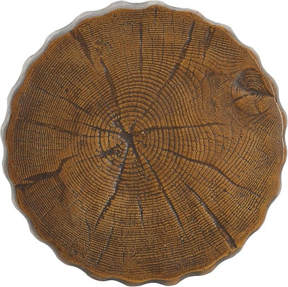 Christopher Knight Home Caded Lightweight Concrete Round Coffee Table, Indoor and Outdoor Side Table for Living Room, MGO Small Side Table, Tree Stump Style, No Assembly Needed, Brown