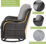 Rilyson Wicker Patio Furniture Set - 6 Piece Rattan Outdoor Sectional Conversation Sets with 2 Rocking Swivel Chairs - Photo 5