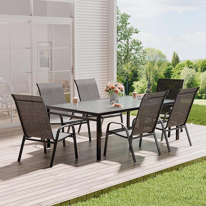 Patio Chairs Set of 6, Stackable Outdoor Dining Chairs for All Weather, Metal Modern Outside Furniture Chair for Pool Side, Garden, Backyard Deck, Dark Grey