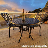 Sunnydaze Decorative Lattice Cast Aluminum Patio Dining Table with Umbrella Hole - 33-Inch Diameter - Black - Photo 9