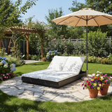 Christopher Knight Home Toridan Double Chaise Lounge Outdoor with Cushion, Acacia Wood Patio Chaise Lounge Set of 2 - Photo 1