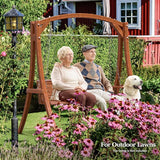 VINGLI 5FT Porch Swing Frame, 1000LBS Heavy Duty A-Frame Wooden Porch Swing Stand with Curved Arc Top - Photo 7