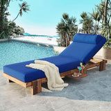 78.8'' Outdoor Patio Chaise Lounge Chair, Acacia Wood Adjustable Recliner with Headrest, Perfect for Terrace, Poolside - Photo 1