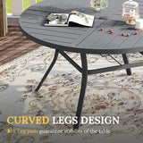 VICLLAX Round Patio Table with Adjustable Umbrella Hole for 6, All Weather Metal Outdoor Dining Table for Lawn Garden - Photo 7