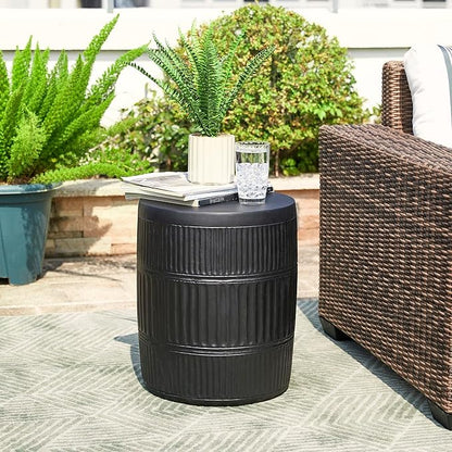 Giltzhome Antique Decorative Garden Stool, 18.5" H Heavy Duty Textured Accent Table, End Side Table, Planter Stand for Garden Patio Lawn Home Indoor Outdoor, Black
