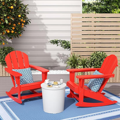 WestinTrends Malibu 2 Piece Set Outdoor/Patio Poly Adirondack Rocking Chairs (2 Seater), Red
