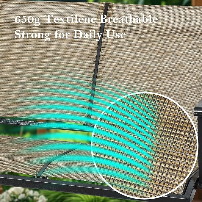 Textilene 3 Seat Hanging Swing, 5.2FT Patio Bench Swing - Photo 4