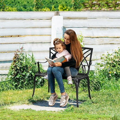 JHshop 38inch Black Outdoor Garden Bench Patio Park Bench, Garden Bench Outdoor Patio Bench Chair,Park Benches for Outside,Portable Outdoor Bench,Commercial-Grade Seating 96 x 52 x 90cm