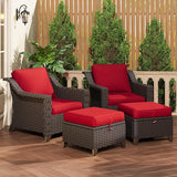 4 Pieces Patio Conversation Furniture Set - 2 Chairs with Ottomans Set of 2 - Photo 1