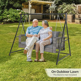 4FT Wicker Porch Swing for 2 Person, 800lb Capacity Outdoor Hanging Bench with Removable Cushions - Photo 8