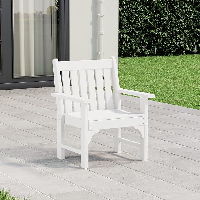 WestinTrends Malibu Outdoor Patio HDPE Adirondack Dining Arm Chair, White