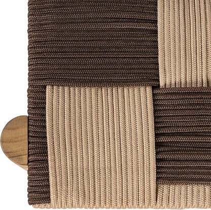 JONATHAN Y BNH202B Denis 48" 2-Seat Backless 700-Lbs Support Acacia Wood Outdoor Bench with Checkerboard Woven Rope Seat for Patio, Garden, Lawn, Backyard, Pool, Deck, Beach, Brown/Beige