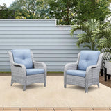 Rilyson Outdoor Patio Chairs Wicker Chair - 2PC Rattan Chairs Set with High Back and Deep Seating for Deck Porch - Photo 6