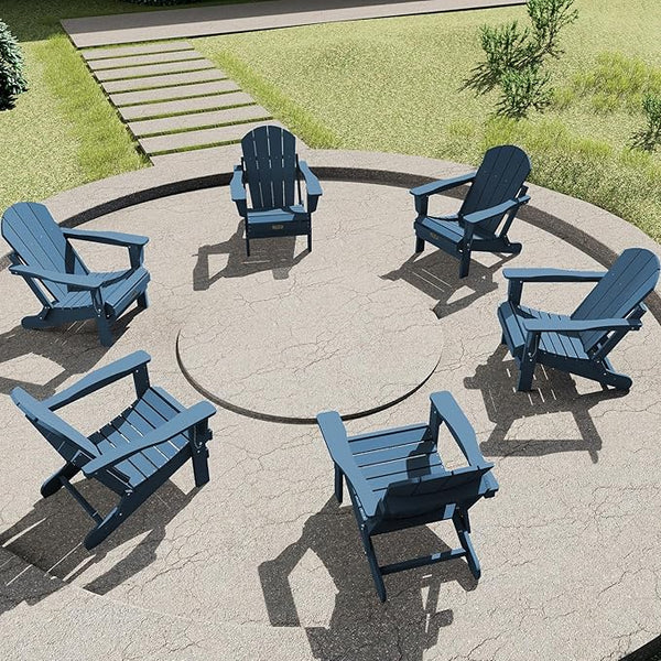 SERWALL Folding Adirondack Chair Patio Chair Lawn Chair Outdoor Adirondack Chairs Set of 6 Weather Resistant for Patio - Photo 1