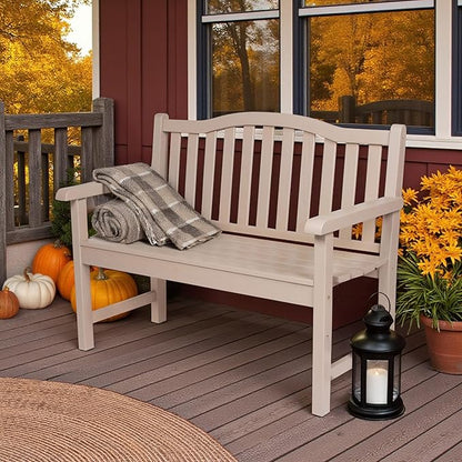 Shine Company Belfort Outdoor Solid Wood Patio Garden Bench, Ergonomic Seat, 22" D x 44.75" W x 36" H, Graystone