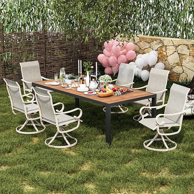 Patio Swivel Chairs Set of 6, Outdoor Dining Chairs with High Back - Photo 2