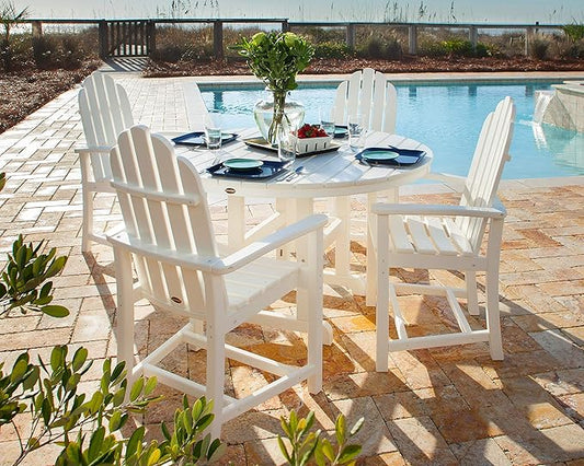 POLYWOOD® Classic Adirondack Dining Set, Pacific Blue/White