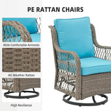 GAOMON 3 Pieces Outdoor Swivel Rocker Chair Set of 2 with Small Side Table, 360-Degree Swivel Rocking Chair - Photo 6