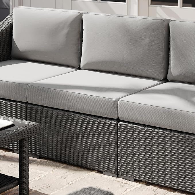 Martha Stewart Bedford Indoor-Outdoor Modular Patio Sectional Sofa Center Seat with Rattan Wicker Finish in Gray with - Photo 6