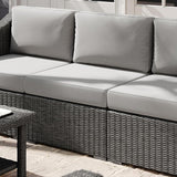 Martha Stewart Bedford Indoor-Outdoor Modular Patio Sectional Sofa Center Seat with Rattan Wicker Finish in Gray with - Photo 6