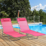 Outsunny 2 Piece Folding Chaise Lounge Chairs, Pool Sun Tanning Chairs with Reclining Back, Breathable Mesh Seat - Photo 2