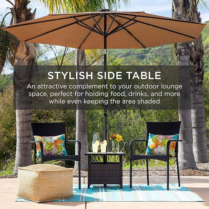 Best Choice Products Wicker Side Table with Umbrella Hole, Square PE Rattan Outdoor End Table for Patio, Garden - Photo 7