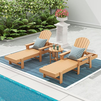 WestinTrends Dylan 3 Piece Adirondack Reclining Chaise Lounge with Arms Teak