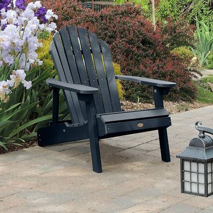 Highwood Hamilton Made in The USA Folding and Reclining Adirondack Chair, Adult Size, Federal Blue