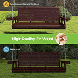 Real Relax Front Porch Swing, Wooden 3 Person Outdoor Hanging Patio Swing Chair with Cup Holders - Photo 6