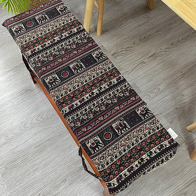 Outdoor Garden Metal or Wooden Bench Cushion, Washable Sofa Cushion, Furniture Kitchen or Dining Bench Seat Mat, 2/3 Seater Seat Pads with Ties for Patio Garden Swing,180 * 40 * 3cm,Style1