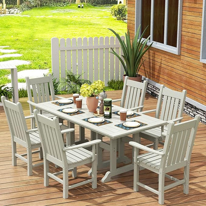 WestinTrends Malibu Classic Outdoor Dining Chairs with Arms, All Weather Poly Lumber Adirondack Patio Chairs Restaurant Bistro Chairs Support 350 LBS, Arched Backrest and Curved Seat, Sand