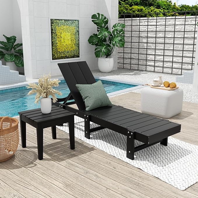 Costaelm Small Outdoor Side Table, Patio End Table Weather Resistant Outdoor Coffee Table, Square Conversation Table for Indoor, Porch, Balcony, Garden, Poolside, Deck, Black