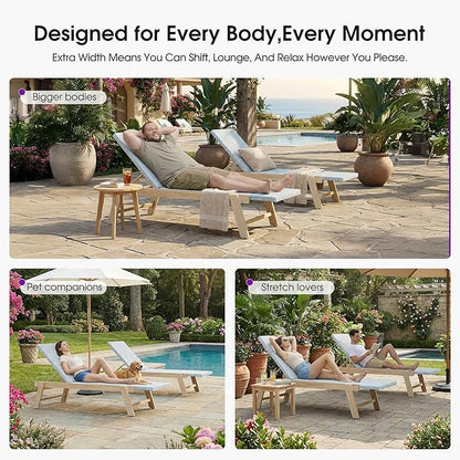 PURPLE LEAF Extra Large Patio Chaise Lounge 2 Pieces French Outdoor Wicker Lounger Matte White Aluminum Frame 771LBS Capacity PE Rattan Adjustable Backrest for Pool Garden Beach Backyard Light Blue