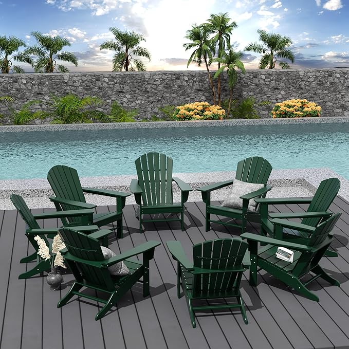WestinTrends Dylan Outdoor Adirondack Chair (Set of 8), Dark Green