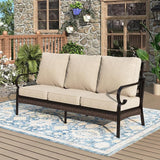 Patio Furniture Sofa, 3-Seat Patio Sofa Steel Frame Outdoor Sectional Couch with Deep Seating and 5.75” Cushions for - Photo 1
