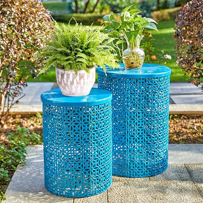 Glitzhome Outdoor Side Table Set of 2 - Photo 6