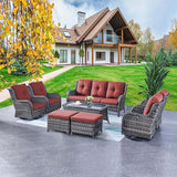 Rilyson Patio Furniture Swivel Chairs Set - 8 PC Wicker Rattan Outdoor Sectional Conversation Sets with 4 Swivel - Photo 8