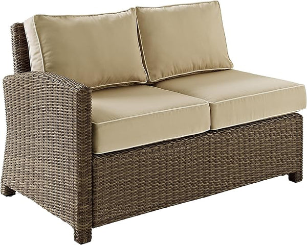 Crosley Furniture Bradenton Outdoor Sectional Left Side Loveseat, 2-Person Wicker Patio Couch for Deck - Photo 1