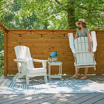 Shine Company Seaside Outdoor Weatherproof Folding Adirondack Chair, White