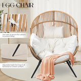 JAMFLY Wicker Egg Chair - Rattan Patio Chair with Cushion, Indoor-Outdoor Lounge Egg Basket Seat for Living Room - Photo 3
