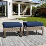 Patio Metal Wicker Ottoman Set of 2 - Photo 8