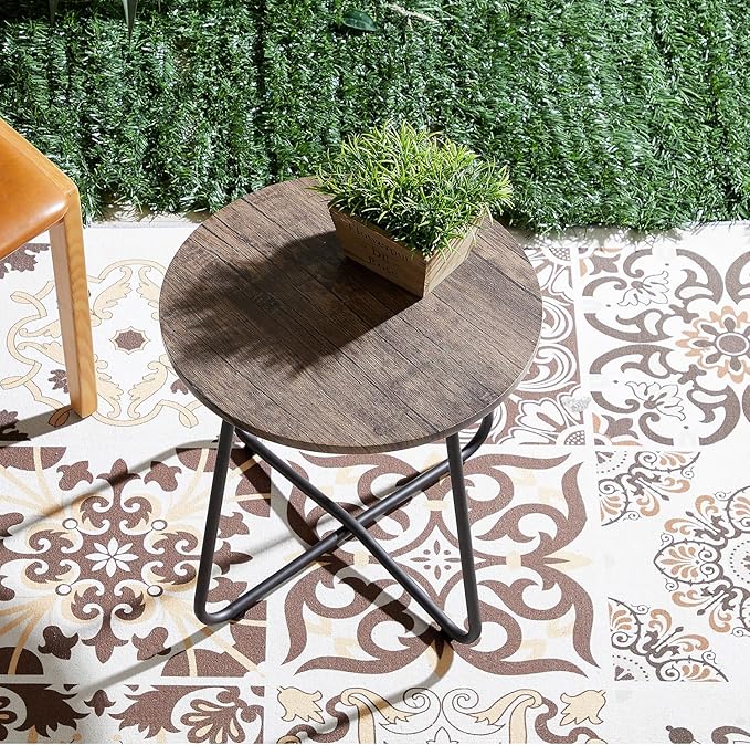 VECELO Patio Table, 17.7" Small Round Outdoor Side Table - Photo 7