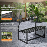 Convertible Bench, 2 in 1 Carbon Steel Picnic Table, Transforming Interchangeable Outdoor Table with Umbrella Hole - Photo 6