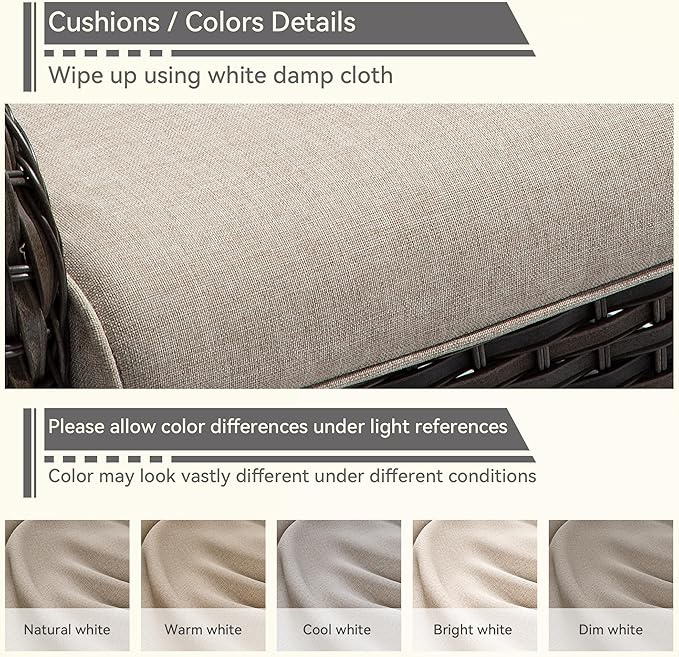 5 Piece Patio Furniture Set, 2-Seater Loveseat, 2 Chairs and 2 Side Tables - Photo 7