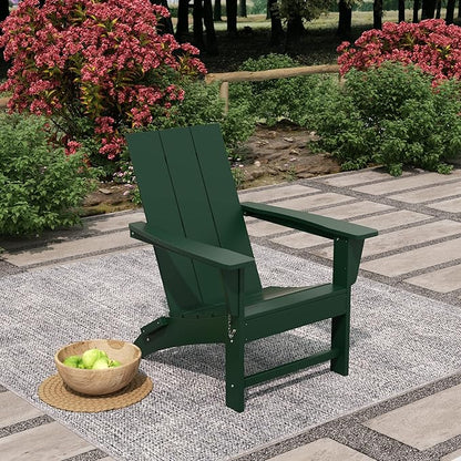 WestinTrends Ashore Modern Outdoor Folding Adirondack Chair, Dark Green