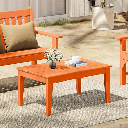 WestinTrends Malibu Low Outdoor HDPE Patio Rectangle Coffee Table, Orange