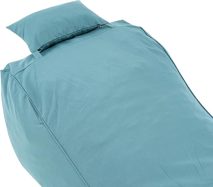 Christopher Knight Home Morton Outdoor Bean Bag Chair, Fabric Bean Bag Chair for Adults and Kids, Indoor/Outdoor Sun Lounger with Headrest, Patio Chaise Lounge Chair, Teal
